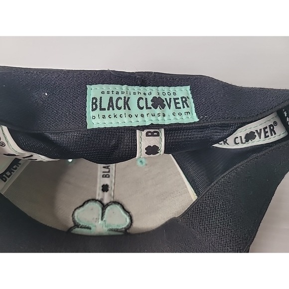 Black Clover Live Lucky Black Hat w/ Mint Green Cancer Ribbon Embroidery Fitted - Picture 7 of 8